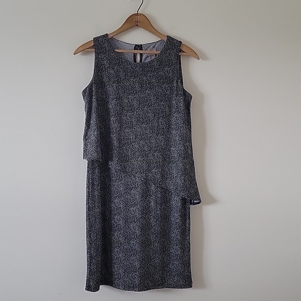 Chico's Black Pebbles Olivia Double Layer Knee Length Dress Size Small/4